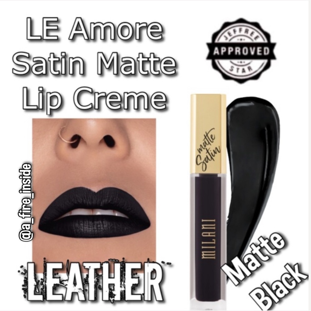 LIMITED EDITION SATIN MATTE LIP CREME LEATHER BLACK GOTH MILANI - Picture 2 of 11